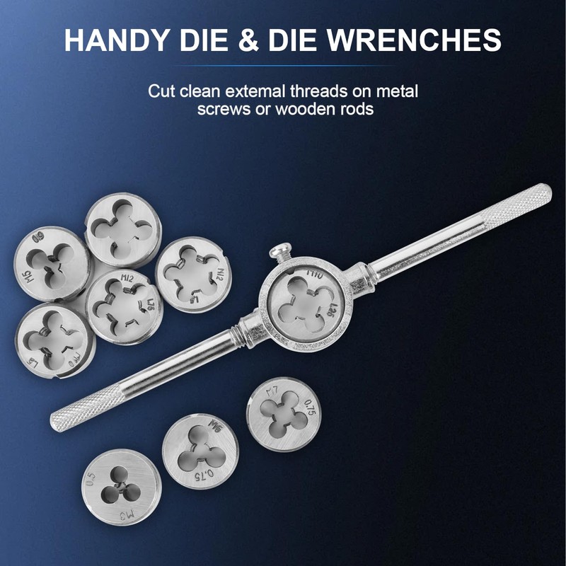 110 PCS Metric Tap and Die Set, M2-M18 Rethreading Kit
