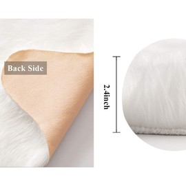 MIULEE Christmas Luxury Super Soft Fluffy Area Rug Faux Fur Sheepskin Rug Decorative Plush Shaggy Carpet for Bedside Sofa Floor Nursery 2 x 3 Feet, White