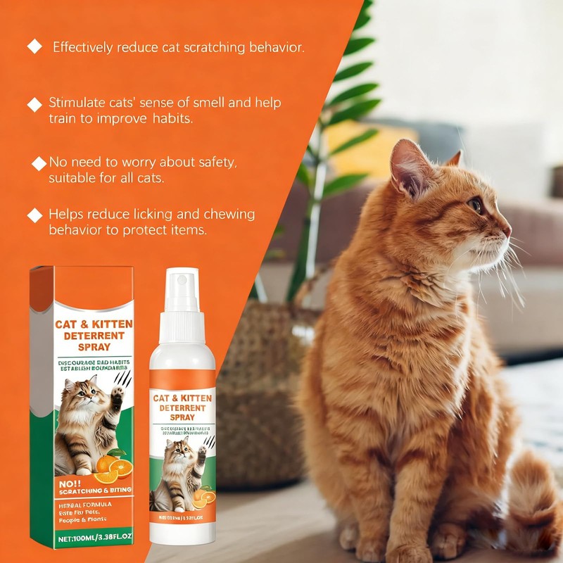 Roseye Cat Deterrent Spray for Indoor, Natural Boundary Aid, 3.38oz