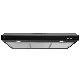 CIARRA Under Cabinet Range Hood 30 inch with Anti-fingerprint Design, Ductless Vent Hood for Kitchen with 3 Speed Exhaust Fan, Push Button Control, Ducted and Ductless Convertible, Black