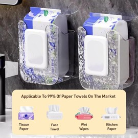 Pyralidsg 2 Pezzi Porta Salviette Umidificate, Montaggio a Parete Contenitore per Salviettine Umidificate, Multifunzionale Scatola Salva Spazio Salvietta Umidificata, per Bagno, Cucina e Toilette