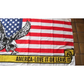 3 ft x 5 ft American Flag with Flying Eagle AMERICA - LOVE IT OR LEAVE IT