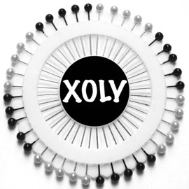 XOLY Quilting Pins Sewing Scarf Hijab Pearlized Straight Pins Colorful Head Fabric Cover Loose Pins Dressmaking DIY Art Craft Flower Decoration (Black & White)