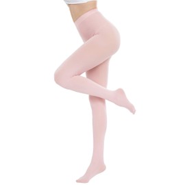 CozyWow Women's 80D Soft Solid Color Semi Opaque Footed Tights High Waist Womens Tights(Small-Medium, Blush Pink)