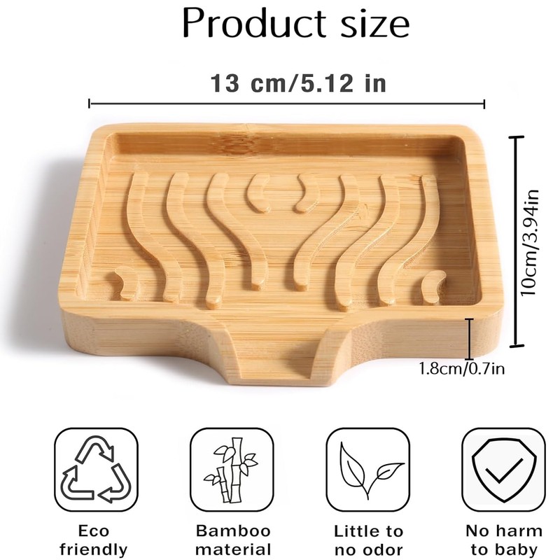 SHUNYUNG Bamboo Soap Dish Holder Tray, 2 Pack Wood Bar