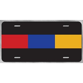 JMM Industries Thin Red Blue Gold Line Vanity Novelty License Plate Tag BLM Metal Car Truck 12-Inches by 6-Inches UV Resistant Print UVP107