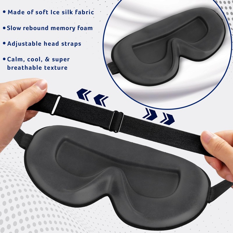 100% Blackout Sleep Masks for Women & Men, Eye Mask