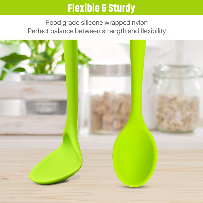 4 cucharas pequeñas de silicona multicolor antiadherentes de cocina, cuchara