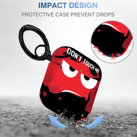 Youtec for Airpods Case, Don't Touch Me for Airpods Cover with Keychain Soft Cute Shockproof Cover for Women Men Compatible with for Airpods 2/1 Charging Case,red