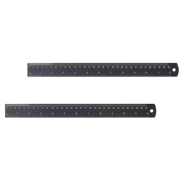 2 Pack 30 Centimeters/300 millimeters Ruler, Metal Ruler Shatterproof Straight Black Aluminum Alloy Ruler Sets Tool for School and Office Measuring