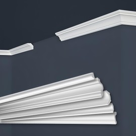 MARBET DESIGN Stucco Moulding XPS Polystyrene White - Ceiling Moulding Stucco Ceilings Polystyrene Moulding E-23 (20 Metres / 10 Strips E-23)
