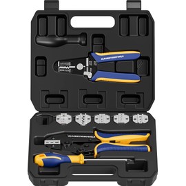 haisstronica 8PCS Crimping Tool Set - Ratchet Wire Crimping Tool for Heat Shrink,Insulated Nylon,Non-Insulated,Ferrule Wire End,Open Barrel Terminals,Solar Connectors