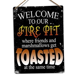wtf Welcome To Our Fire Pit – Twine - Metal Wall Sign Plaque Art Inspirational