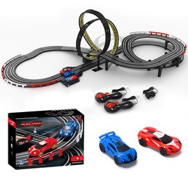 Ultimate Slot Car Race Track Set, Battery or Electric Race Car Track, with 2 High-Speed Track Cars, 22.3 FT Long Track, Birthday Gifts for Kids Boys Girls Ages 6+