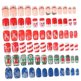 BIUDECO 72pcs Christmas Nail Art Stickers Adorable Festival False Nails for Manicure Includes Assorted Styles for Holiday Parties and Celebrations