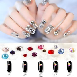 Flatback Rhinestones Round Gems for Nails Art and Crafts 4000Pcs SS12 3mm Glitter Crystals Stone DIY Bags Clothes Shoes (Black)