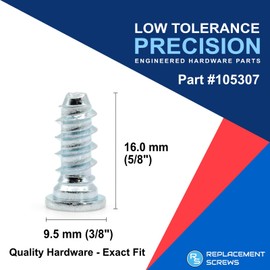 ReplacementScrews Bed Frame & Desk Screws Compatible with IKEA Part 105307 (HEMNES, BRIMNES, Galant) Euro Screws (Pack of 8)