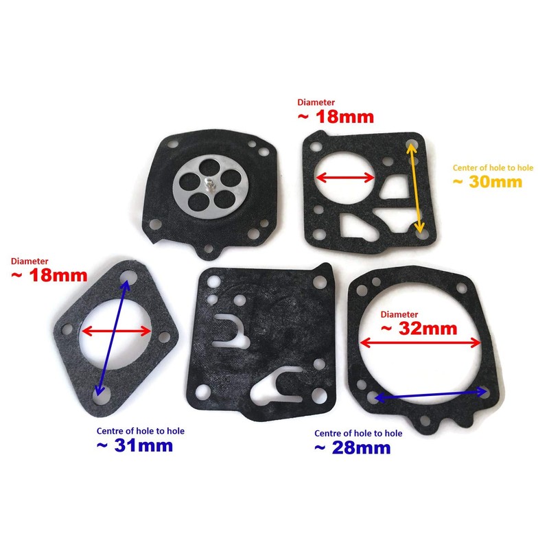 YAMASCO Carburettor Diaphram Rebuild Kit for Tillotson RK-23HS DG-5HS Jonsered