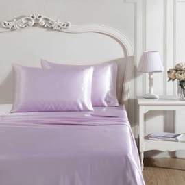 Betsey Johnson - Bed Sheets, Satin Bedding Set with Matching Shams, Smooth & Silky, Chic Room Essentials (Solid Purple, King)