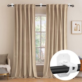 8PCS Upgraded No Drill Curtain Rod Brackets - No Drilling, Self Adhesive, Nail Free, Adjustable Curtain Hangers for Poles 0.62~1.57 Inch