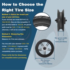 60/70-6.5 Scooter Tire Tubeless, 10x2.50 Front or Rear Replacement Explosion-Proof Solid Tires, 10x2.50-6.5 Airless Off-Road Tire for Segway G30/G30D/G30LP/G30D II 2PCS (Black)