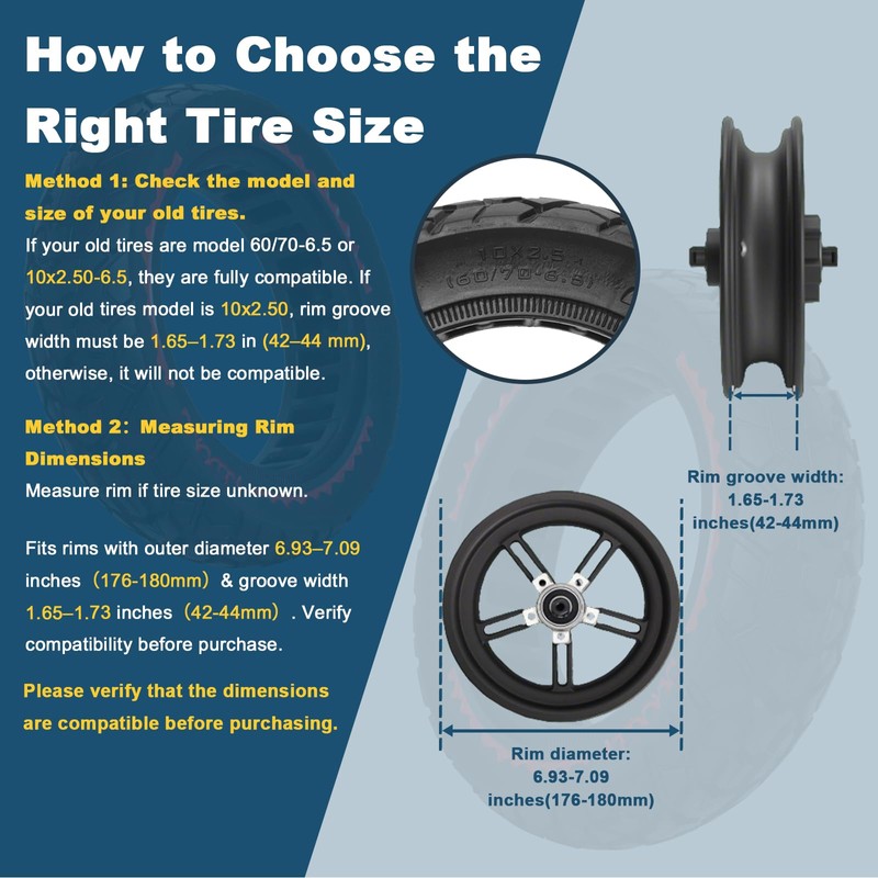 60/70-6.5 Scooter Tire Tubeless, 10x2.50 Front or Rear Replacement Explosion-Proof