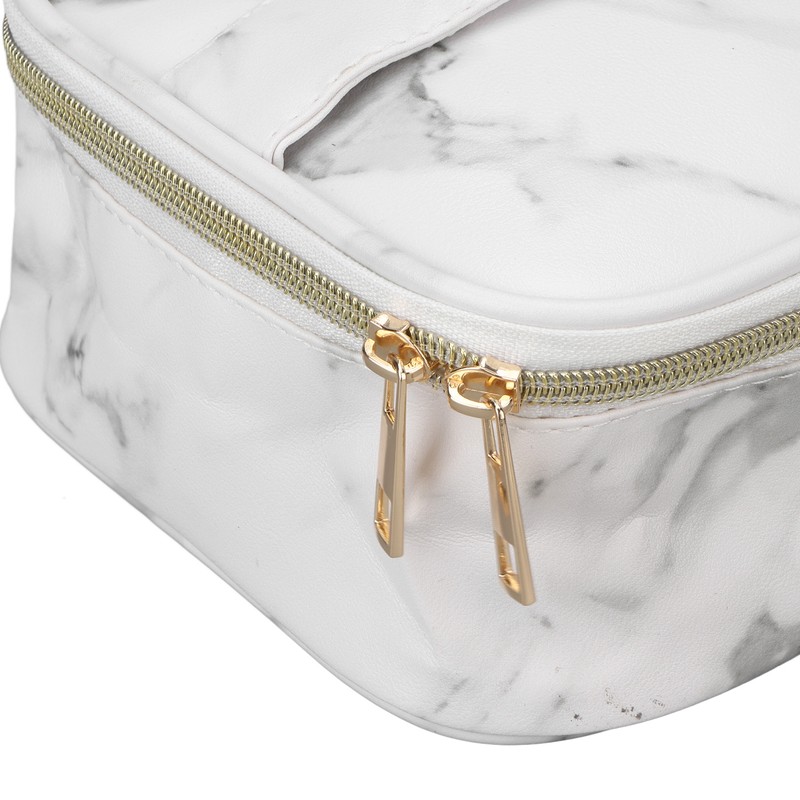 3Pcs Women Cosmetic Bag Marble Print Makeup Case Storage Handbag