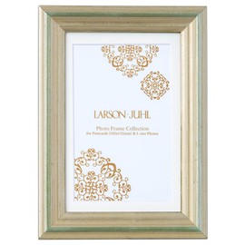 Larson Jules Folkestone Postcard Picture Frame (4x6 inch = 102x152mm inside dimension) with Large Insert Mat (74x120mm) Silver x Green