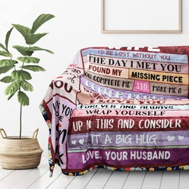 JTUOW Anniversary Birthday Gift for Her Wife Gifts from Husband Romantic I Love You Weeding Gift for Women to My Wife Blanket for Valentines Mothers Day Christmas (50x40in, Wife Gifts)