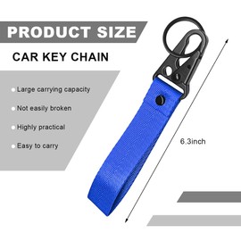 MUQIDA Motorcycle Keychain, Fabric Car Key Wrist Lanyard with Metal Ring, Wristlet Strap Key Chain Holder for Men Women (Blue)