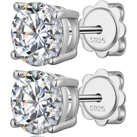 Mens Earrings Stud Mens Earrings Men Diamond Earrings Sterling Silver Diamond Earrings Men Stud Earrings Cubic Zirconia Stud Earrings 7mm Women CZ Diamond Studs Silver Stud Earrings Jiahanzb