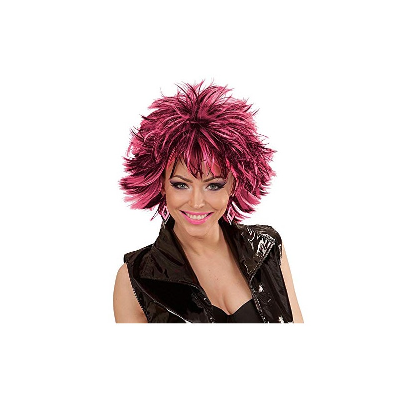 Women's Steamy Short Hair Wig Black with Coloured Strands Punk
