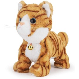 Interactive Toys Electronic Plush Pet Robot Cat Toy Voice and Touch Control Bell Cat Toy for Kids