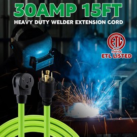 Kanayu 15 ft Welder Extension Cord Compatible with Nema L14-30p to 6-50r, 4 Prong Generator to 3 Prong Welder Power Adapter Cord 30 Amp Generator Locking Plug Connector to Welding