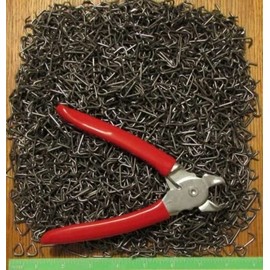 Ringer Pliers & 3/4" Steel Hog Rings Netting Fences Cages Car Upholstery SHARP (15000 Hog Rings, Spring Closed Pliers)