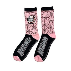 Culturefly Demon Slayer NezuKo Character Pattern Anime Crew SocKs, Pink, 4-10