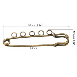 sourcing map Safety Pins 2.24 Inch Large Metal Sewing Pins with Holes for Blankets Skirts Crafts Brooch Making Bronze Tone 10Pcs