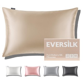 22 Momme Silk Pillowcase for Hair and Skin: 100% Pure Double-Sided Pillowcase with Hidden Zipper - Silk Pillowcase - Mulberry Silk Pillowcase 1 Piece 40 x 60 cm Champagne
