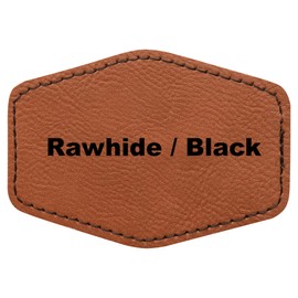 3"x2" Hexagon Blank Laserable Leatherette Hat Patches with Adhesive Faux Leather Patches for Hats Custom Fabric Repair Sew Laser Supplies (Rawhide/Black, 25)