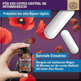Femflora Culture Complex for Women Intimate Flora Important: 100 billion CFU/g with 7 Lactic Acid Bacteria, Cranberry & Vitamin B3 Gastric Juice Resistant 60 Capsules DE SCHEUNENGUT