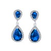 Royal Blue Teardrop CZ Clip On Dangle Pear Shape Drop