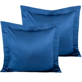 NTBAY 2 Pcs Silk Satin 26x26 Euro Pillow Shams, Soft Silky and Smooth Luxury European Throw Pillow Covers, Royal Blue, 26x26