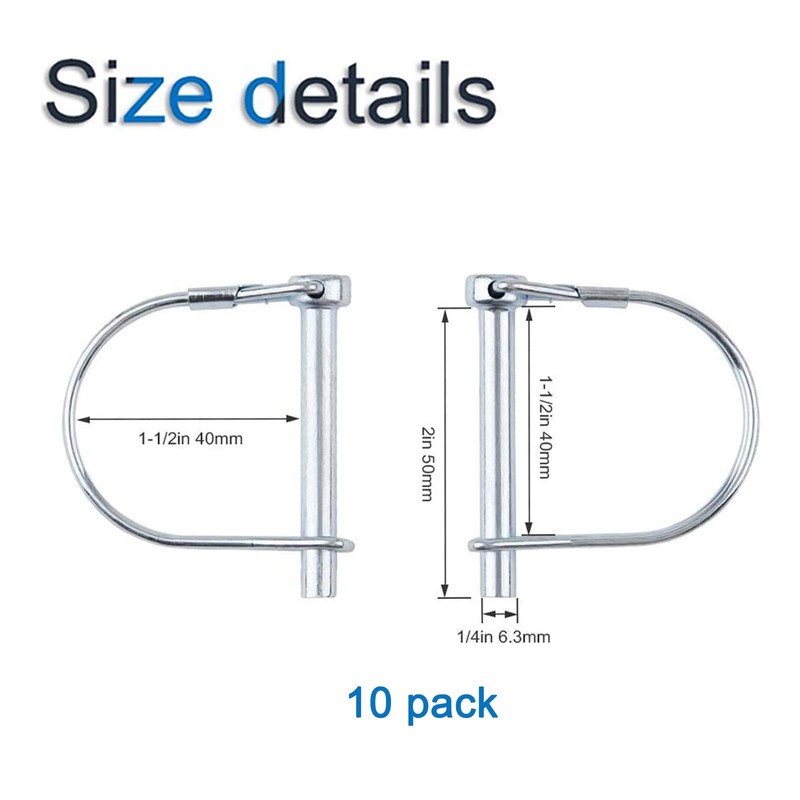 INCREWAY 10pcs Wire Lock Pin, 1/4" Heavy Duty Safety Coupler