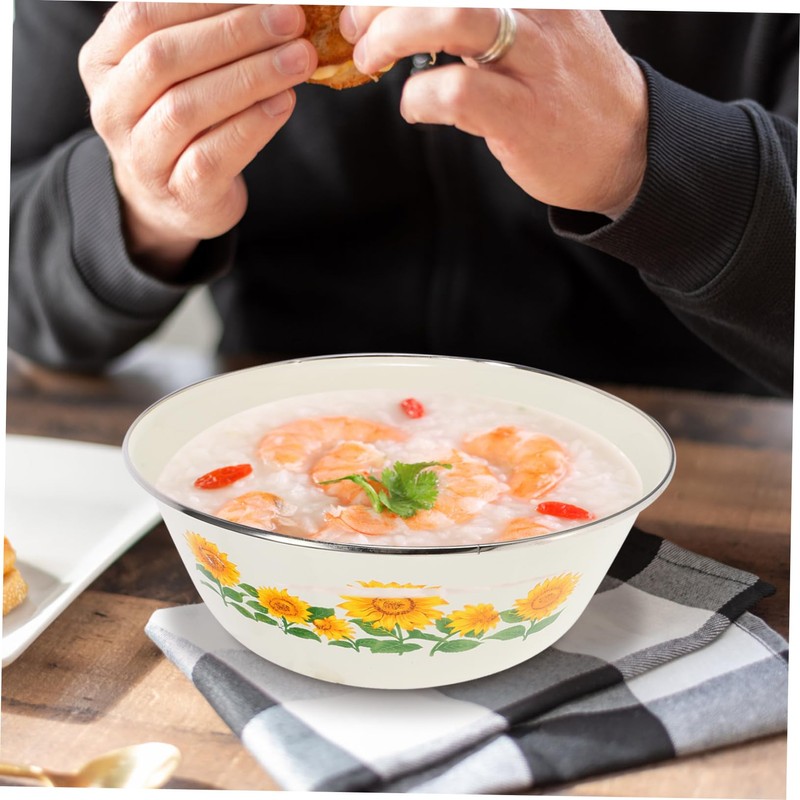 Mikinona Smooth Enamel Bowls with Lids Fresh Keeping Salad Bowls