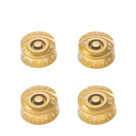 DIAO79NI USA LP Guitar Speed Knobs Fine 24-Spline Tone Volume Control Knobs for USA Les Paul CTS Pots Electric Guitar, Gold/White (Set of 4)
