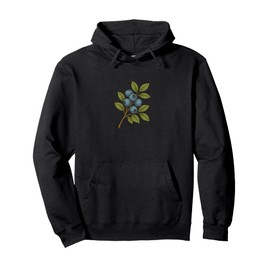 Blueberry Branch Botanical Nature Art Summer Fruit Pullover Hoodie