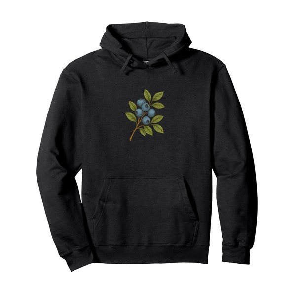 Blueberry Branch Botanical Nature Art Summer Fruit Pullover Hoodie