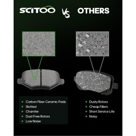 SCITOO D1612 Rear Ceramic Brake Pads Sets Fit For Chevy Cobalt/For Malibu/HHR,For Ford For Explorer/For Flex/For Taurus,For Lincoln MKS/MKT,For Pontiac G5/G6,For Saturn Aura/Ion