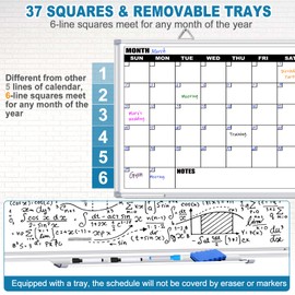 YUYIUS Calendar Whiteboard for Wall, 36" x 24" Double Sided Monthly Dry Erase Board Calendar for Office, Home, School, Hanging Cork Board White Board Combo, Portable Magnetic Dry Erase Planner Board