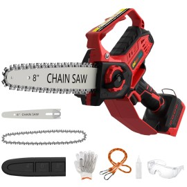 Demima Mini Chainsaw for Miwaukee M18 Battery, 8-Inch and 6-Inch 2-IN-1 Cordless Ele...